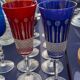 8 vintage blown glass plates with swirl decoration