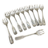 Set of 10 BOULENGER silver-plated oyster forks