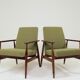 Pair de fauteuils scandinave mid century bouclette verte