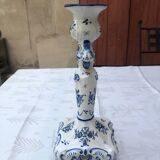 Hand-painted Moustiers porcelain candle holder