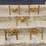 Set of 5 glass and brass sconces from the 70s