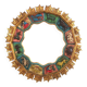 Spanish Zodiac Sunburst Mirror with Sculpted Red Giltwood Frame, Arnolfini, 1950s