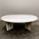 Large oval Italian Arabescato Rosso marble dining table – 1970s sculptural stone