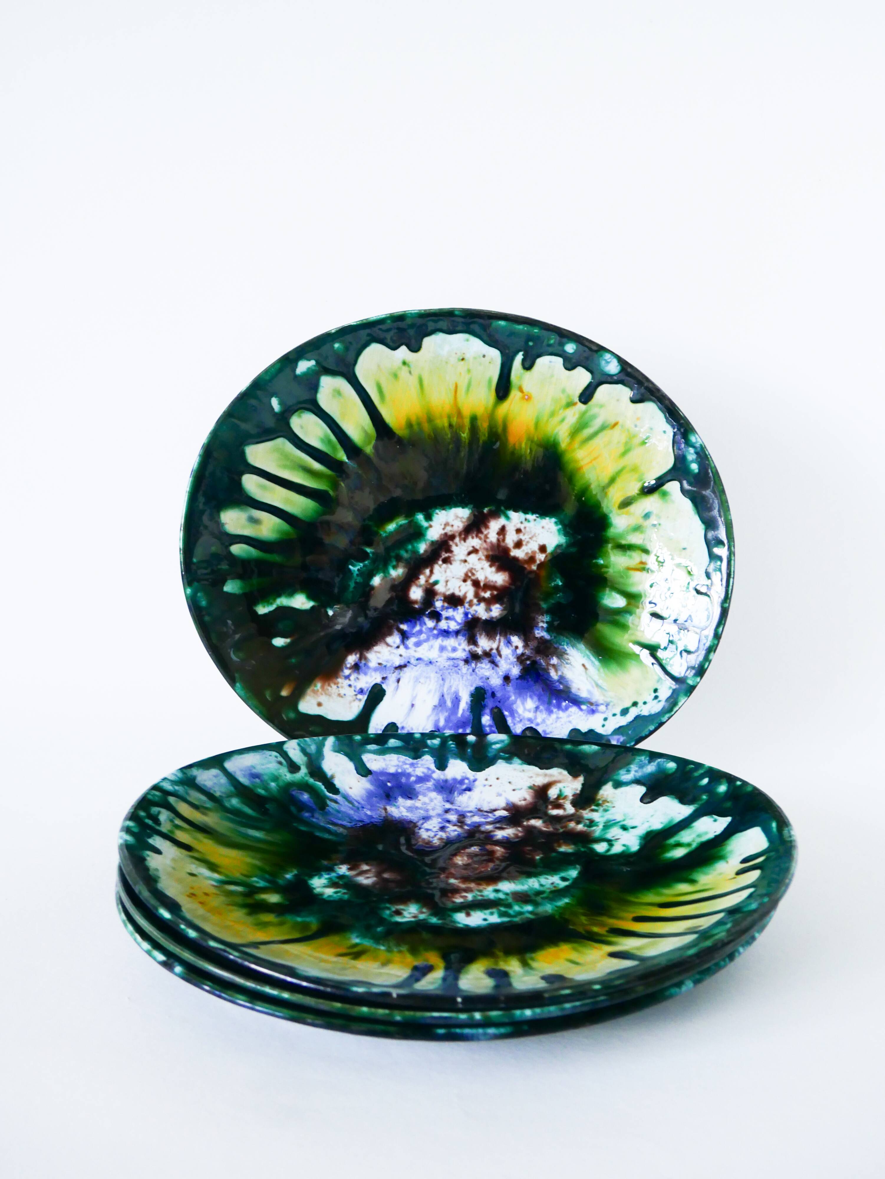 Set of 5 oval flat plates in ceramic from Morvan, 1970.