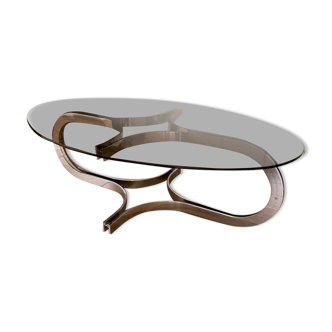 70s glass coffee table