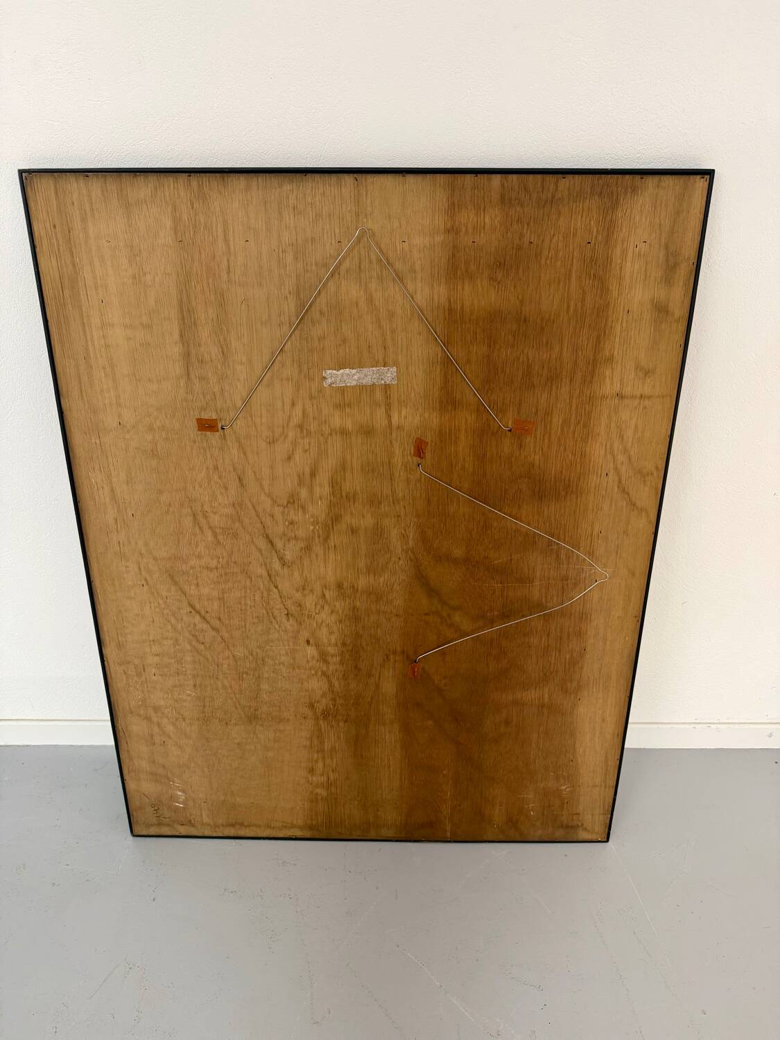 Grand miroir vintage année 70 design DEKNUDT décor géométrique bois