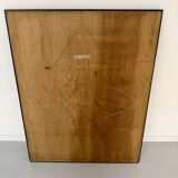 Grand miroir vintage année 70 design DEKNUDT décor géométrique bois