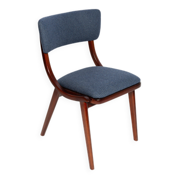 Bumerang Chair Mid-Century Modern, Navy Check Wool, Poland, 1960s
