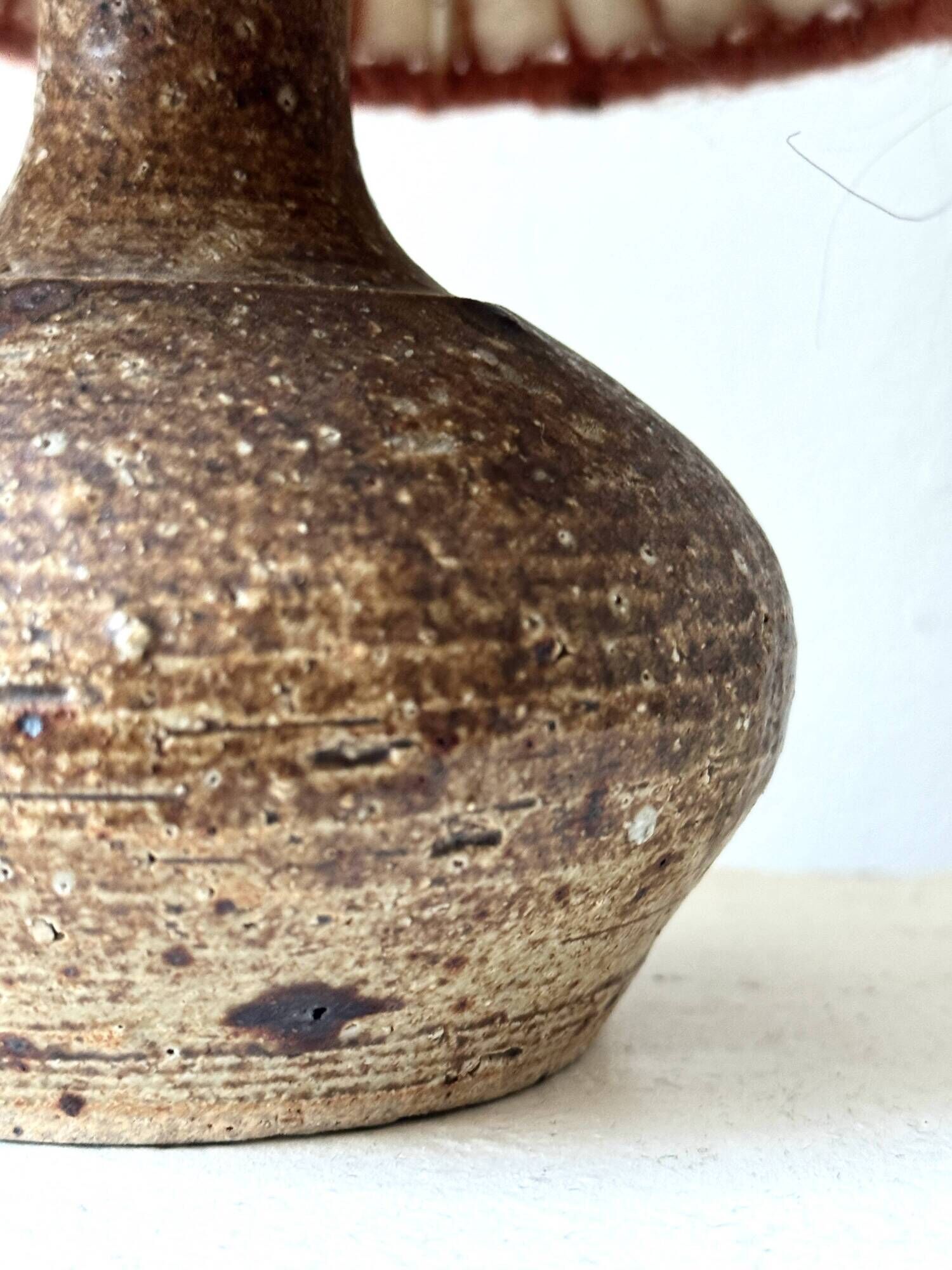 Ceramic lamp, chamotte stoneware and wool by Alain Blanchard, France 1970