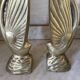 Pair of brass bookends, sculptural swans in Art Nouveau style.