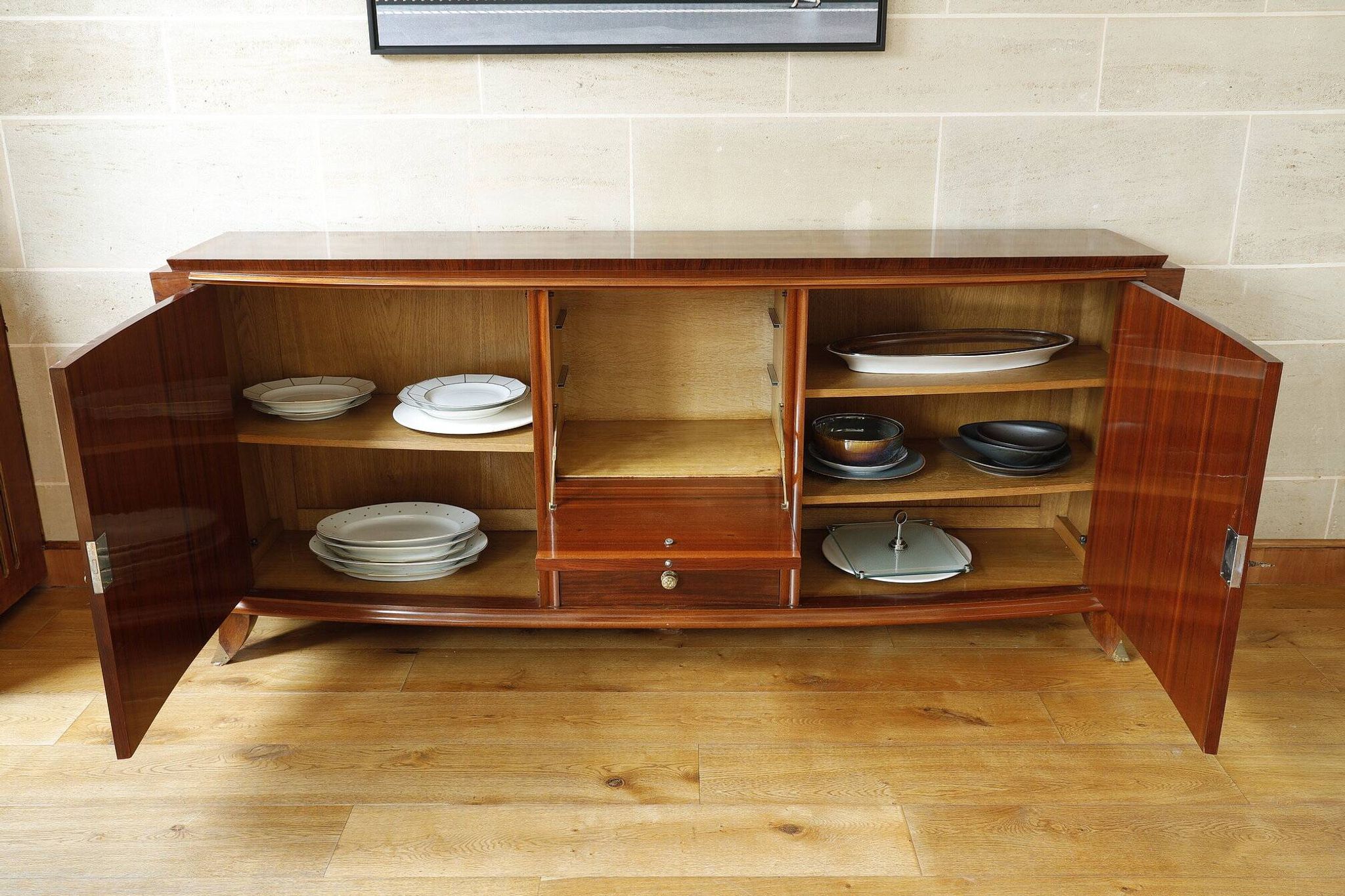 Rosewood and rosewood sideboard in the style of Jules Leleu