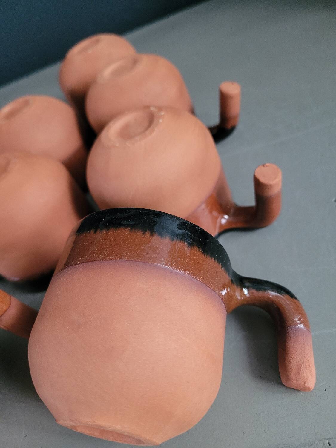 Set of 7 terracotta coffee cups