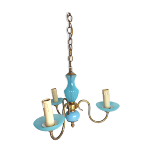 Lustre 3 feux en opaline ou verre