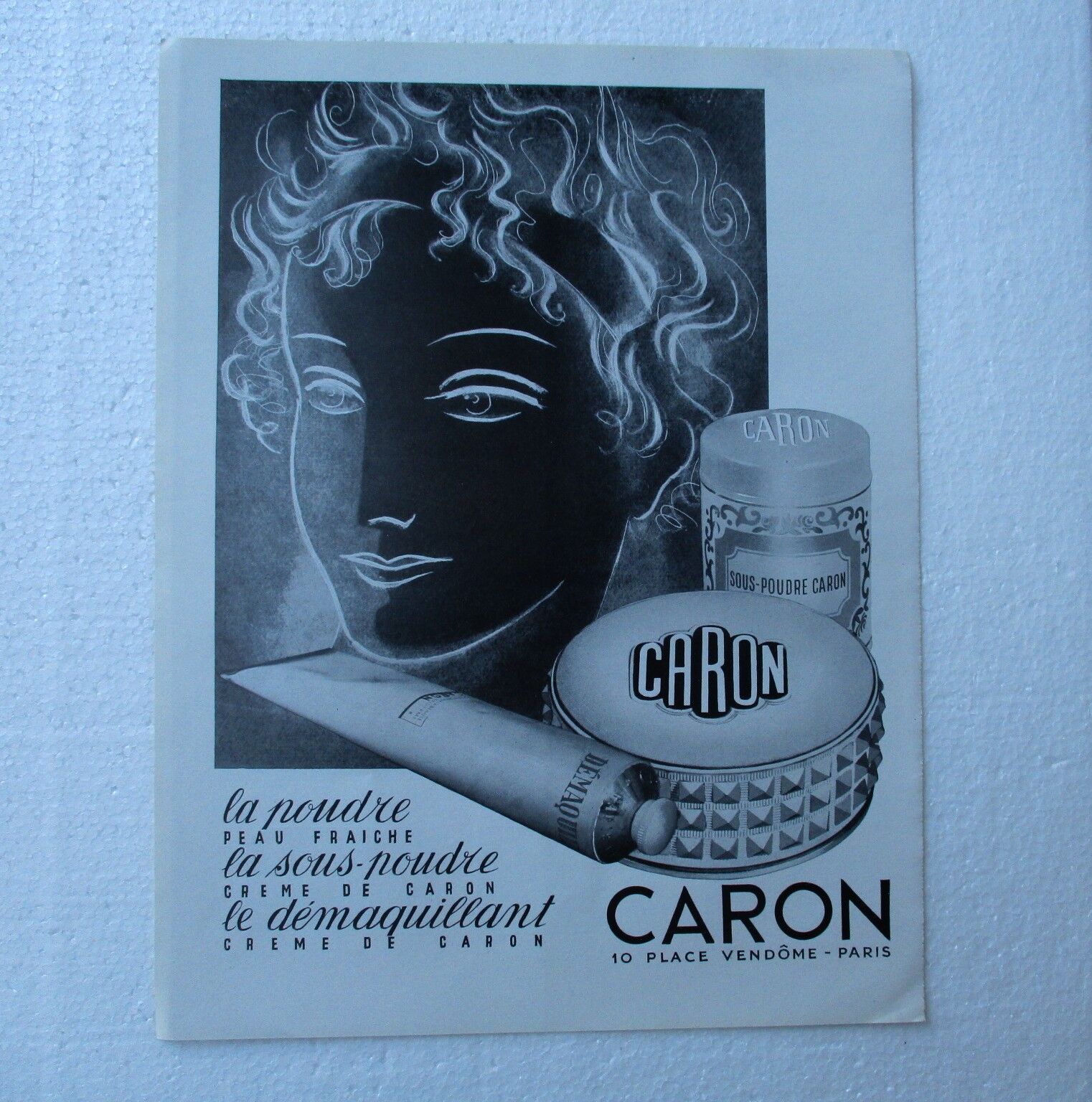Old advertising Caron , perfumer, 50s