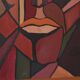 Huile sur toile scandinave originale – “Visage” – TNX 88 cadre vintage