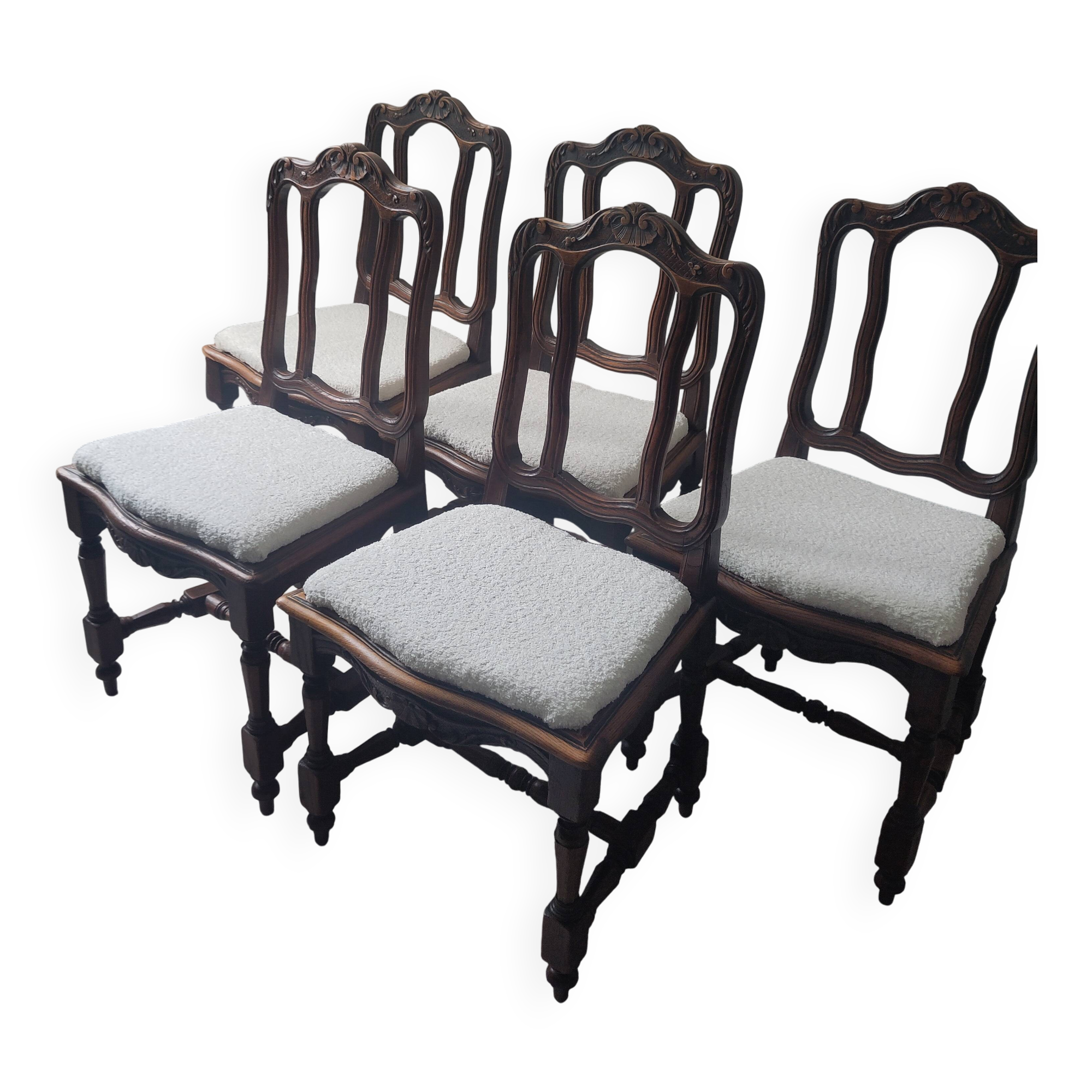 5 chaises style Louis XV rénovées