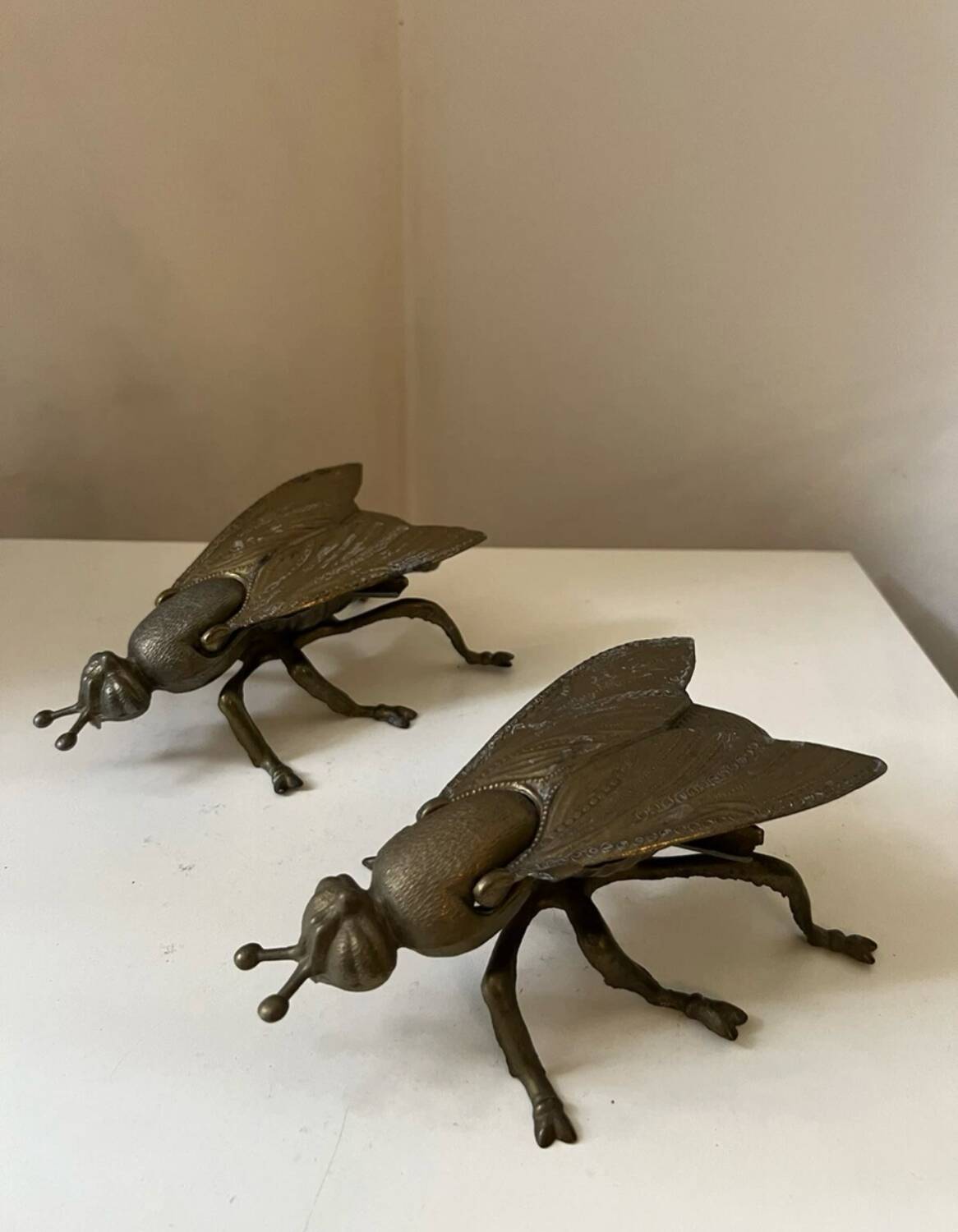 Vintage brass bee fly ashtray