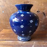 Pair of vase old gmundner keramik ceramic blue & white austria vintage