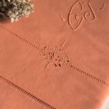 Old linen and cotton sheet terracotta