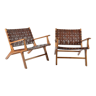 Olivier de Schrijver pair of brown leather armchairs signed and numbered circa 1990