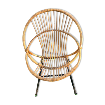 Rattan armchair Dirk Van Sliedregt for Rohe Noordewolde 60s