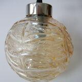 Vintage suspension lamp 1970 wood & glass