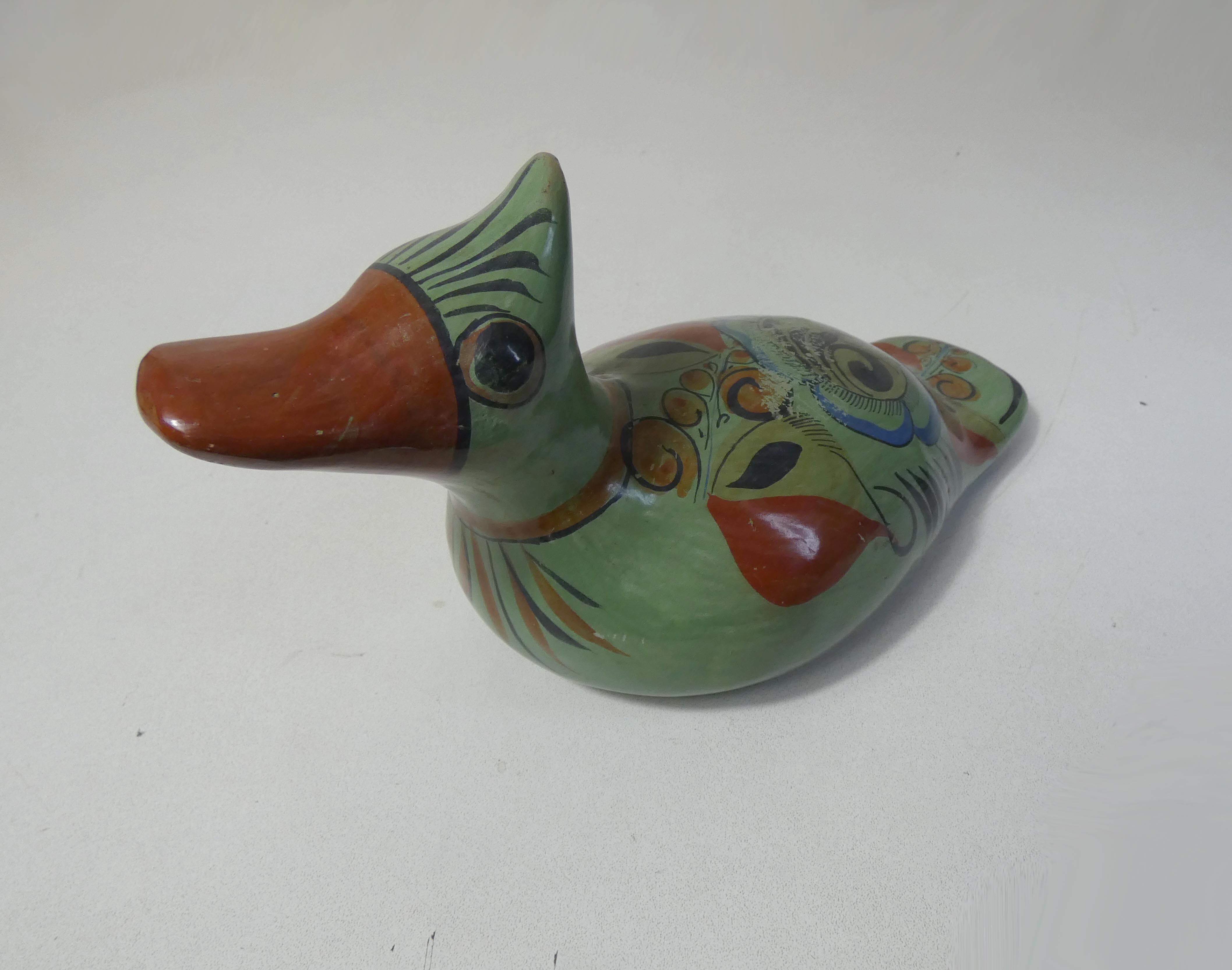 Ancient glazed terracotta mexico bird folk art vintage