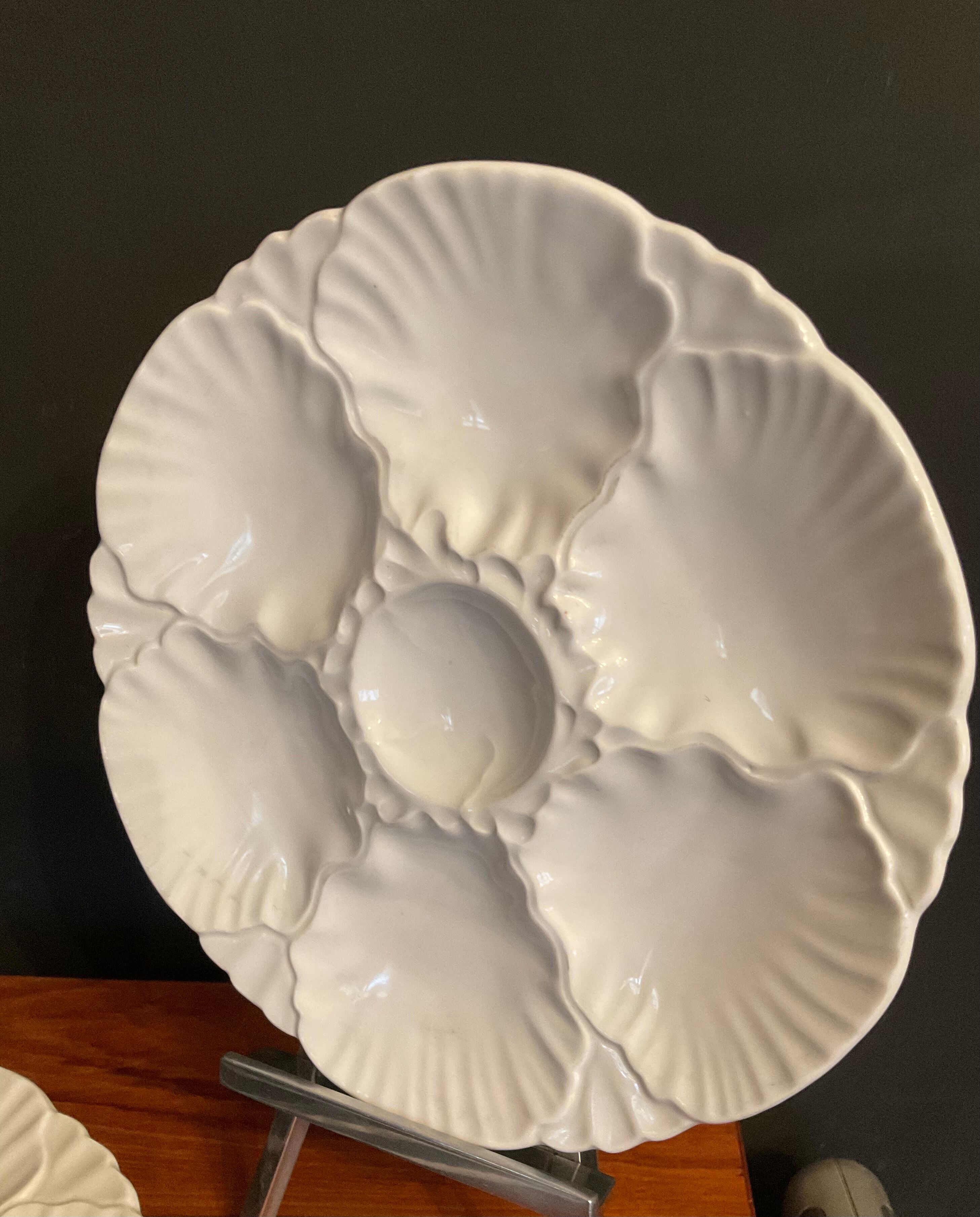 Series of 6 porcelain oyster plates