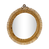 Sun mirror in rattan and bamboo, Italy 1960's 53cm
