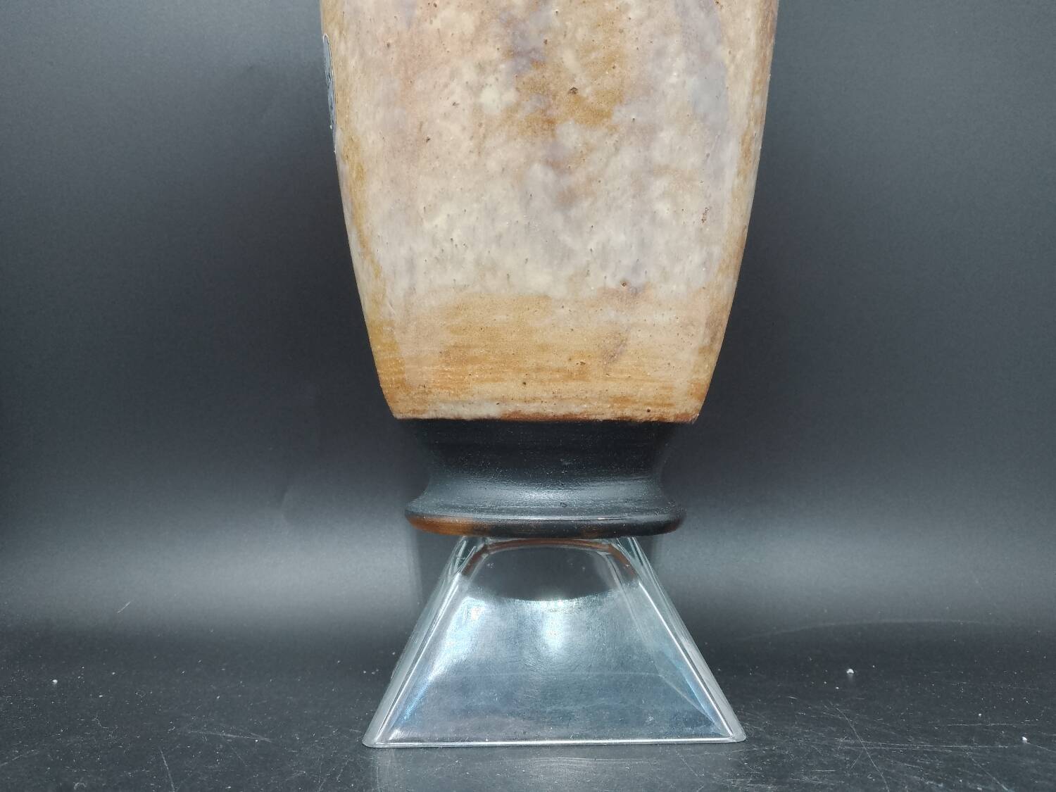 Large stoneware vase from Bouffioulx signed Losson, Hand-turned 1960