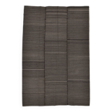 6x9 Gray & Black Striped Vintage Kilim Rug, 183x269Cm
