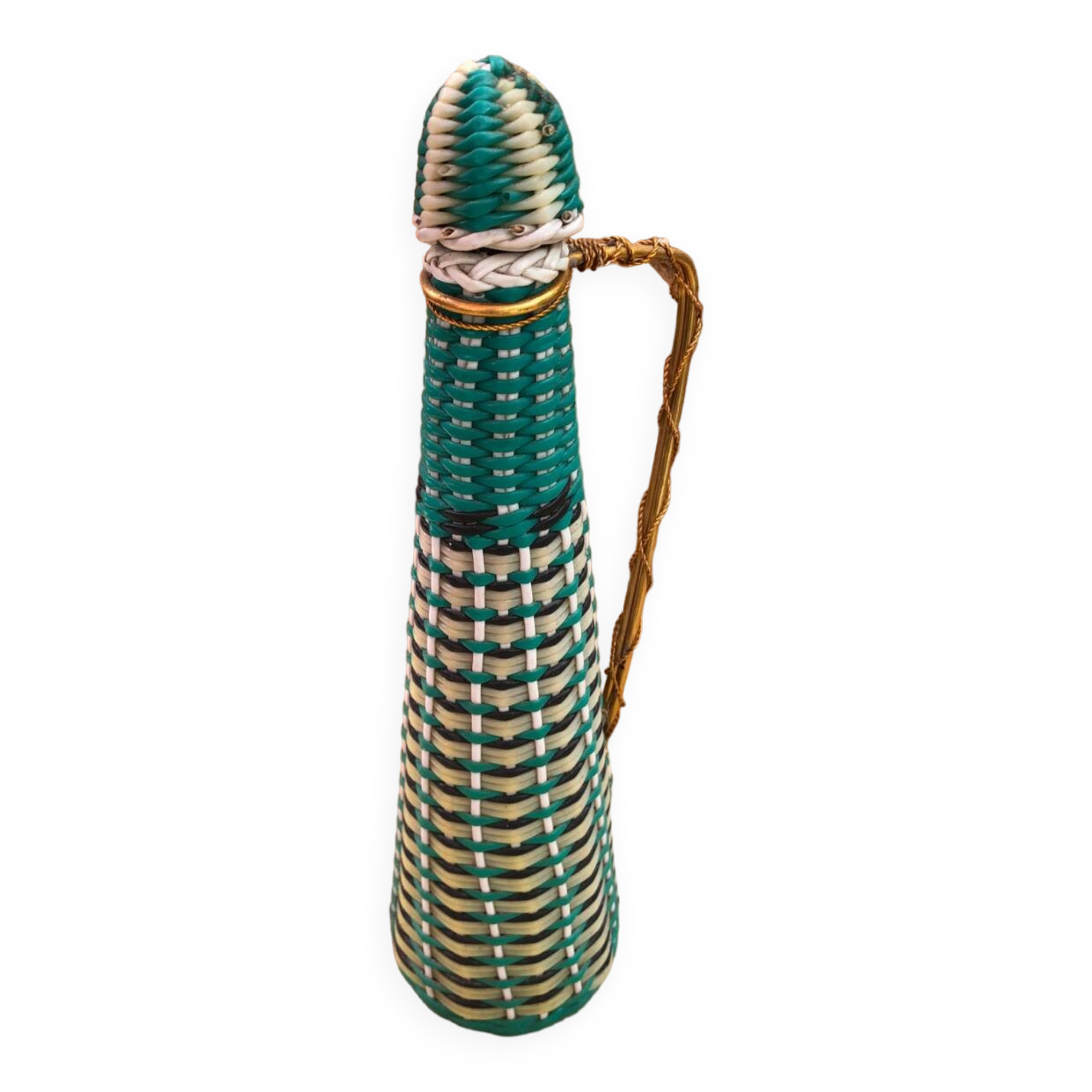 Old Lady Jeanne Glass Bottle + Vintage Braided Scoubidou