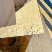 Table basse gigogne marqueterie géométrique design italien vintage