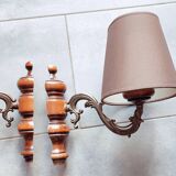 2 wall lights in wood and bronze with lampshade