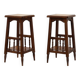 Pair of 20th century rustic wooden side tables with ceramic tile top