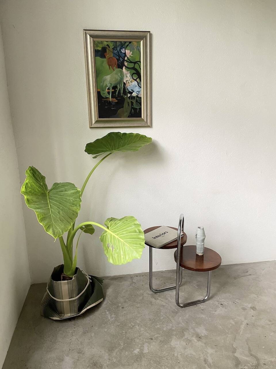 Sellette console art déco Bauhaus bois et chrome