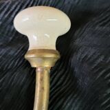Set of 2 double brass/porcelain coat hooks