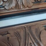 Pair of oils on cardboard with carved wooden frame. Spain 1950s.