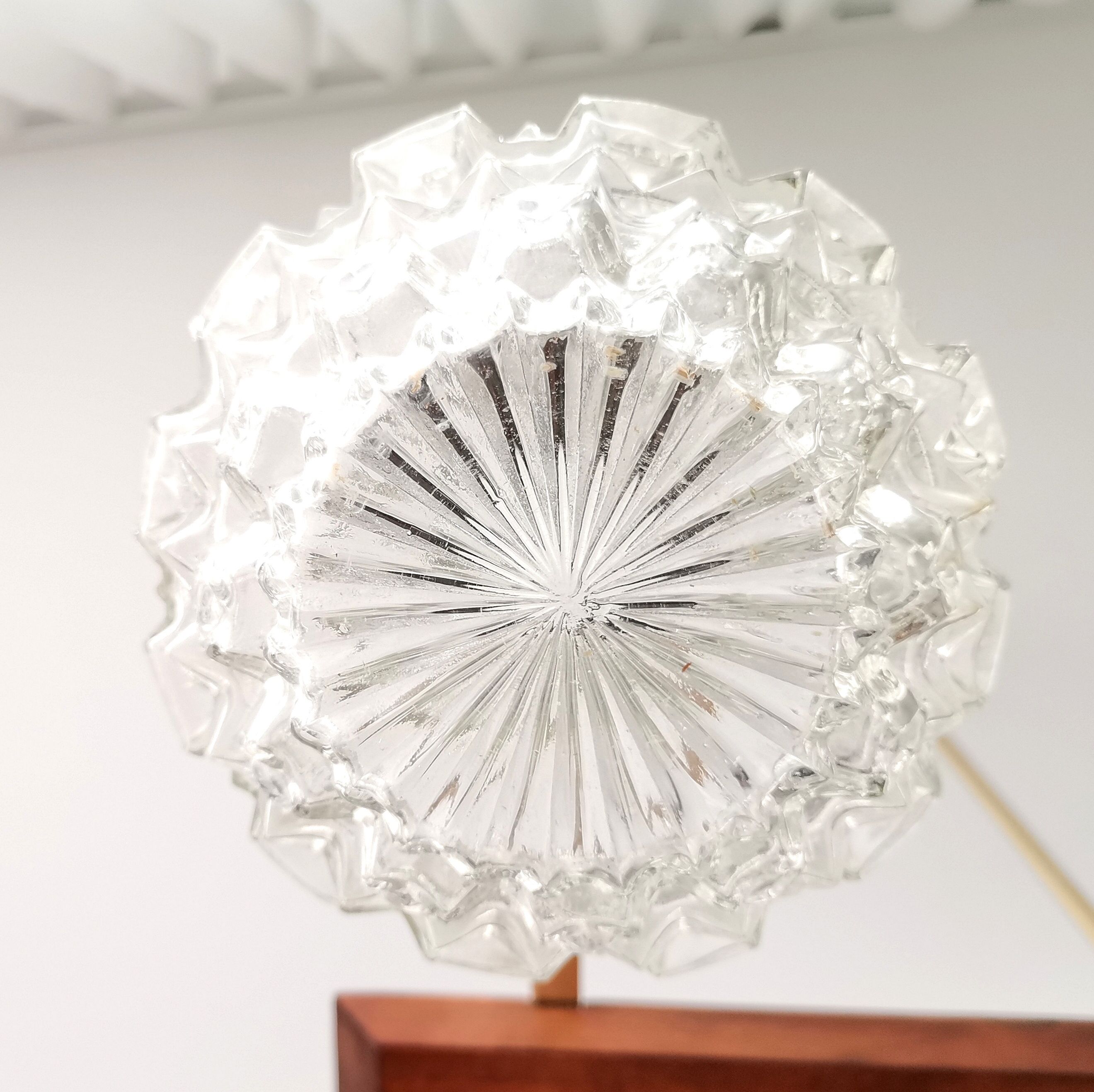 Vintage 60s rustic 4-light  wooden chandelier