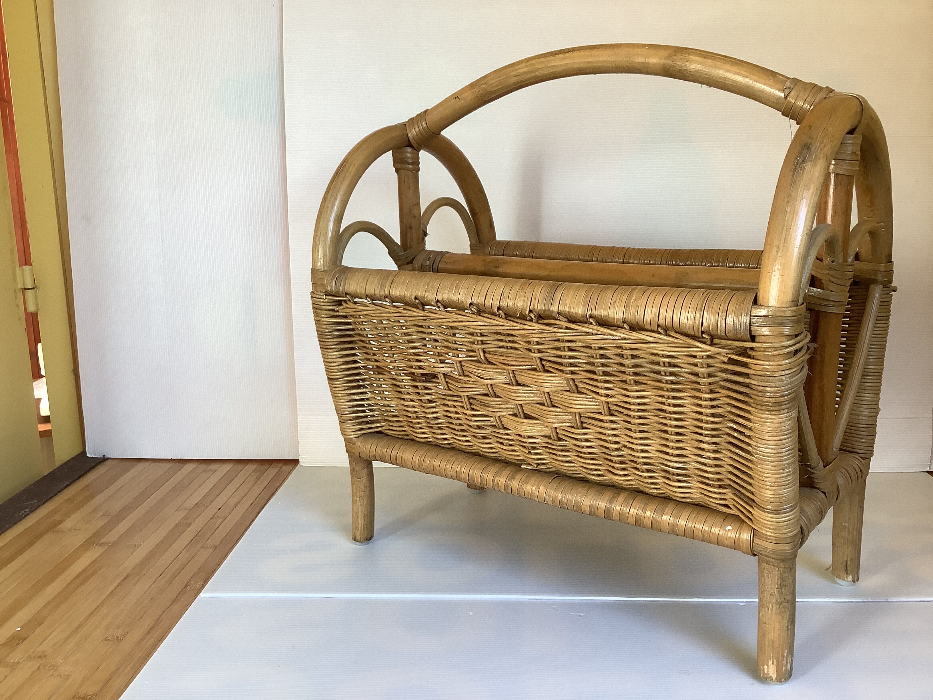Rattan wicker magazine holder