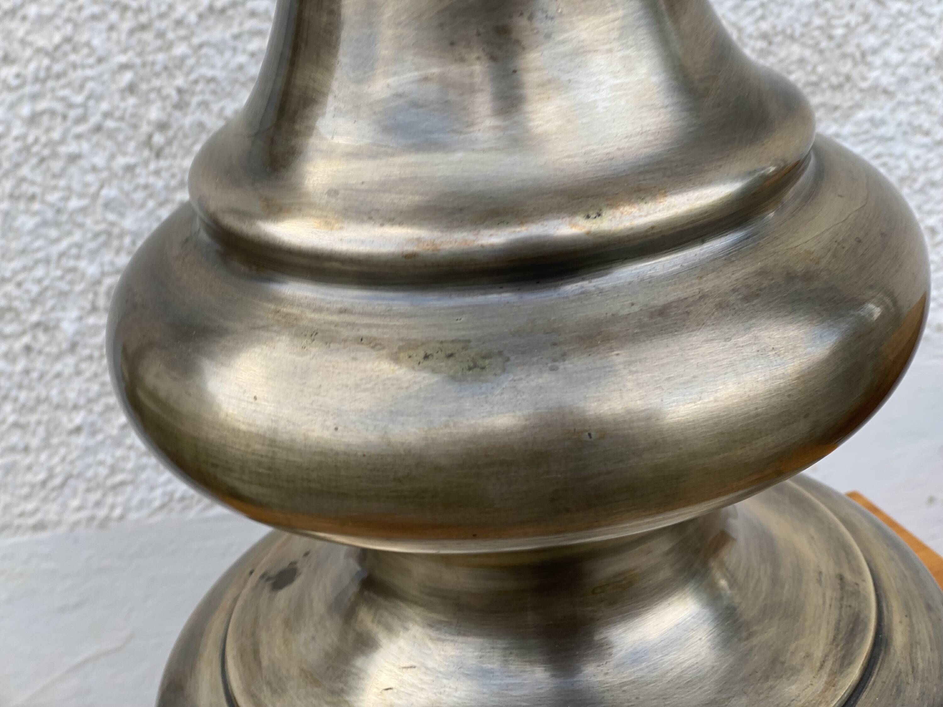 Large vintage patinated metal lamp from the 1970s.