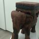 Tabouret éléphant en bois sculpté polychromie