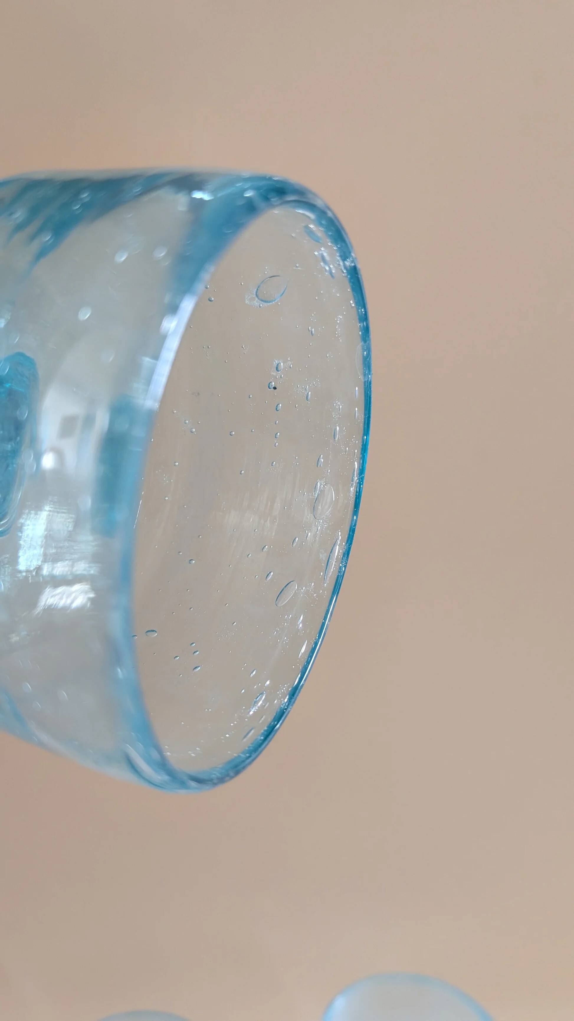 Ensemble de 6 coupelles en verre bullé bleu