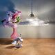 Vintage molded glass lampshade pendant light - tableware collection -
