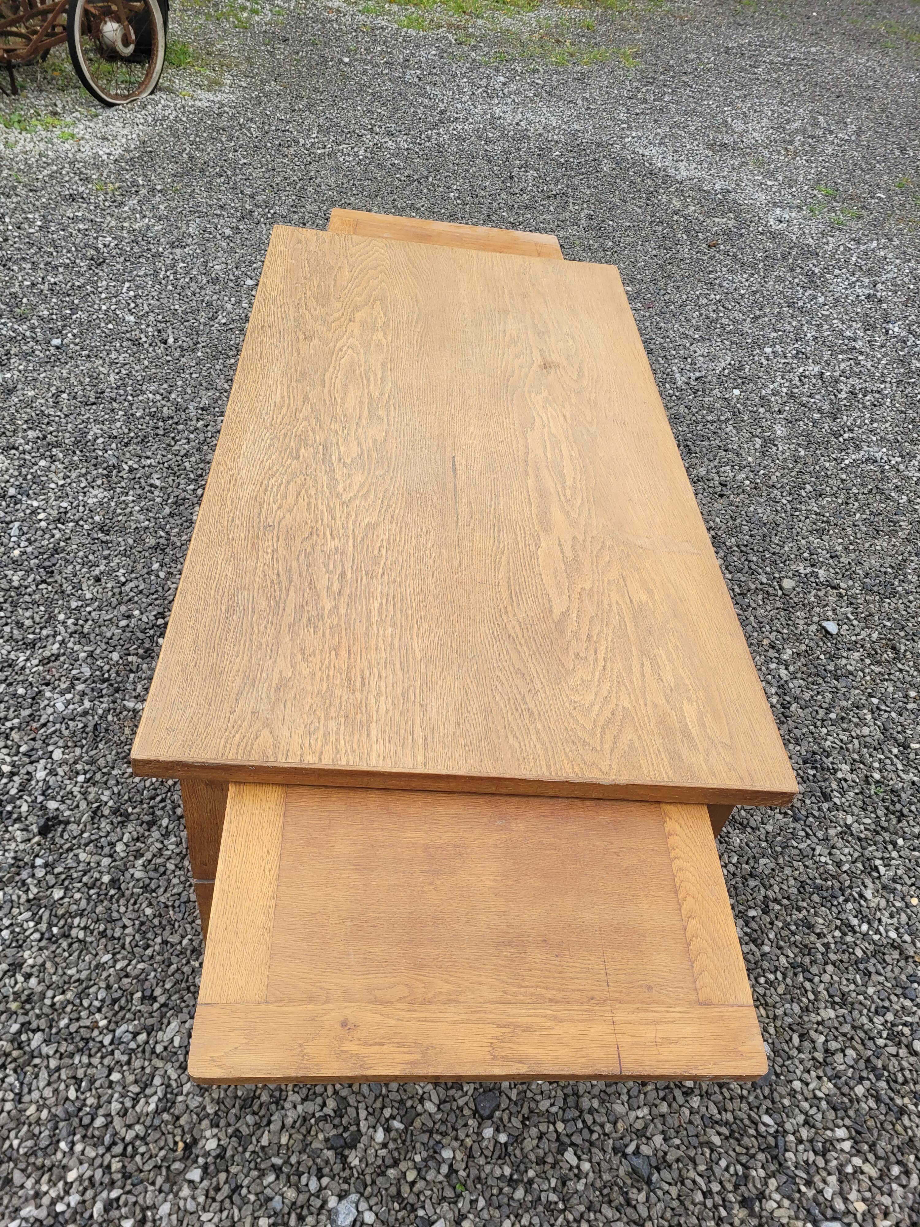 Flat oak desk with drawers, 130×70cms