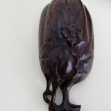 Incense box (Japanese Kogo) carved wooden in the shape of a pod