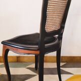 Chaise cannage et velours noir