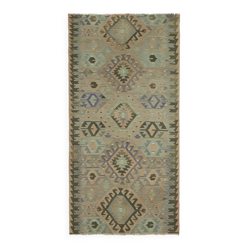Turkish Handmade Vintage Anatolian Kilim 168 cm x 331 cm