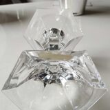 Torch candle holder in finely cut hexagonal crystal labeled Nachtmann