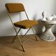 Vintage folding chair lafuma chantazur with striped gold fabric